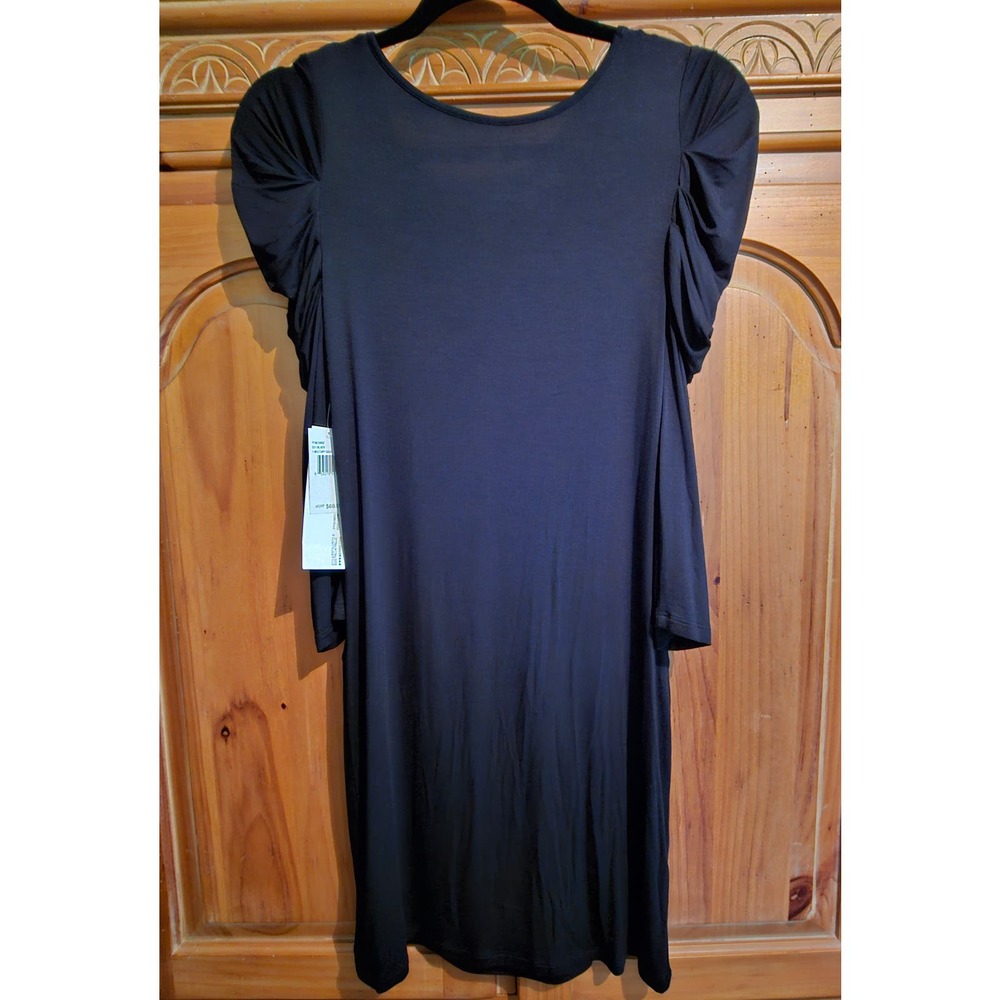 New With Tags Black Kensie 3/4 Sleeve Ruched Bodycon Mini Dress Size XS - Picture 2 of 5
